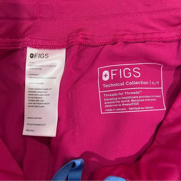 Figs Yola Skinny Scrub Pants 2.0 XL TALL- Raspberry Sorbet - Picture 2 of 2